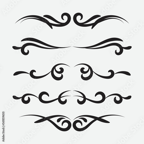 Calligraphic ornament set. Vintage Decorations. Vector isolated illustration.