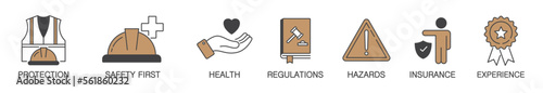 Banner Work Safety construction icon concept. Work Safety sign. Work Safety symbol. vector illustration