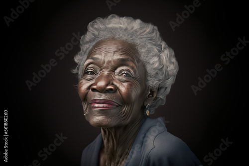 Generative AI illustration of Portrait of senior African American woman