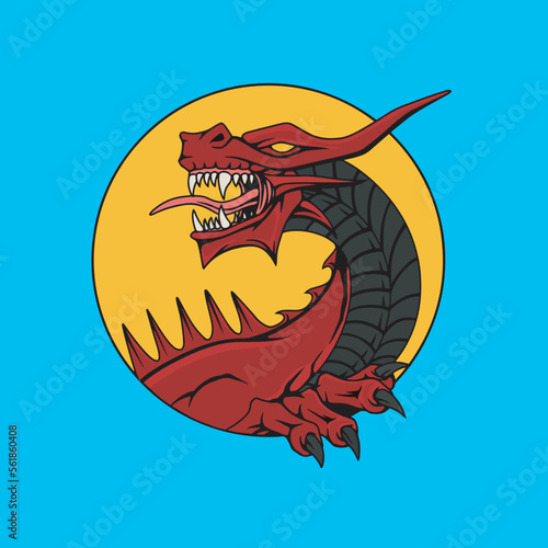 logo head of red dragon