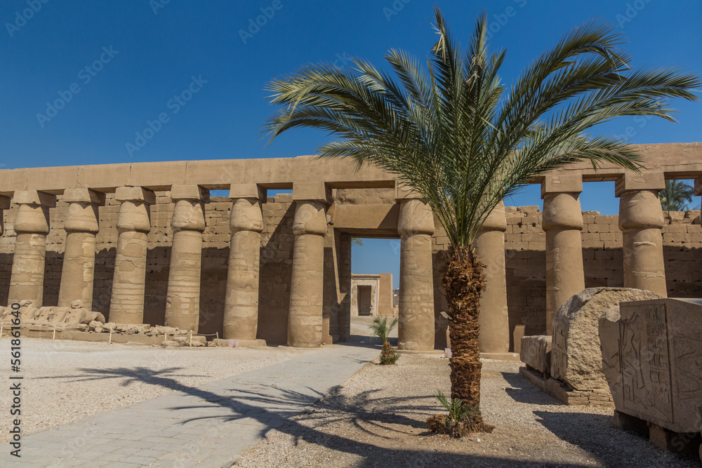 Columns of the Great Court in the Amun Temple enclosure in Karnak, Egypt