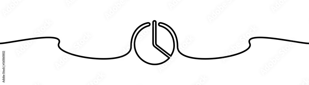 Obraz premium Clock shape drawing by continuos line, thin line design