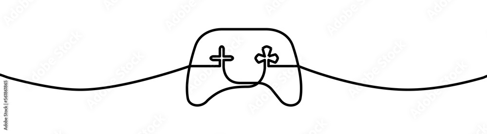 Console Gamepad shape drawing by continuos line, thin line design Console Gamepad shape drawing by continuos line, thin line design