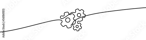 Mechanic Gears shape drawing by continuos line, thin line design