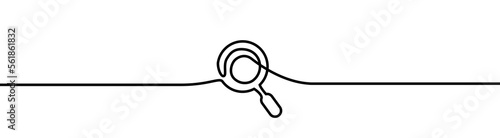 Magnifying Glass shape drawing by continuos line, thin line design