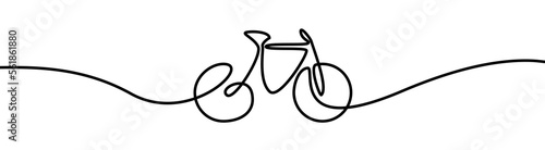 Bicycle shape drawing by continuos line, thin line design