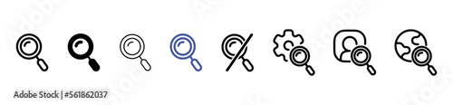 Set of Magnifying Glass line shapes, thin line design