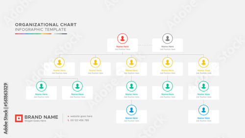 Organizational Chart, Tree Diagram, Dendrogram Business Infographic Template Design