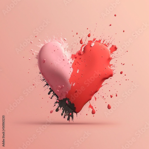 Heart made of paint on pink background. Heart. Love poster. Valentine's day wallpaper