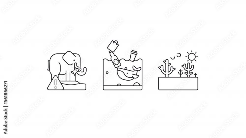 Animated disaster linear icon. Climate change. Ecosystem issue. Desertification. Seamless loop HD video with alpha channel on transparent background. Outline motion graphic animation Animated disaster linear icon. Climate change. Ecosystem issue. Desertification. Seamless loop HD video with alpha channel on transparent background. Outline motion graphic animation