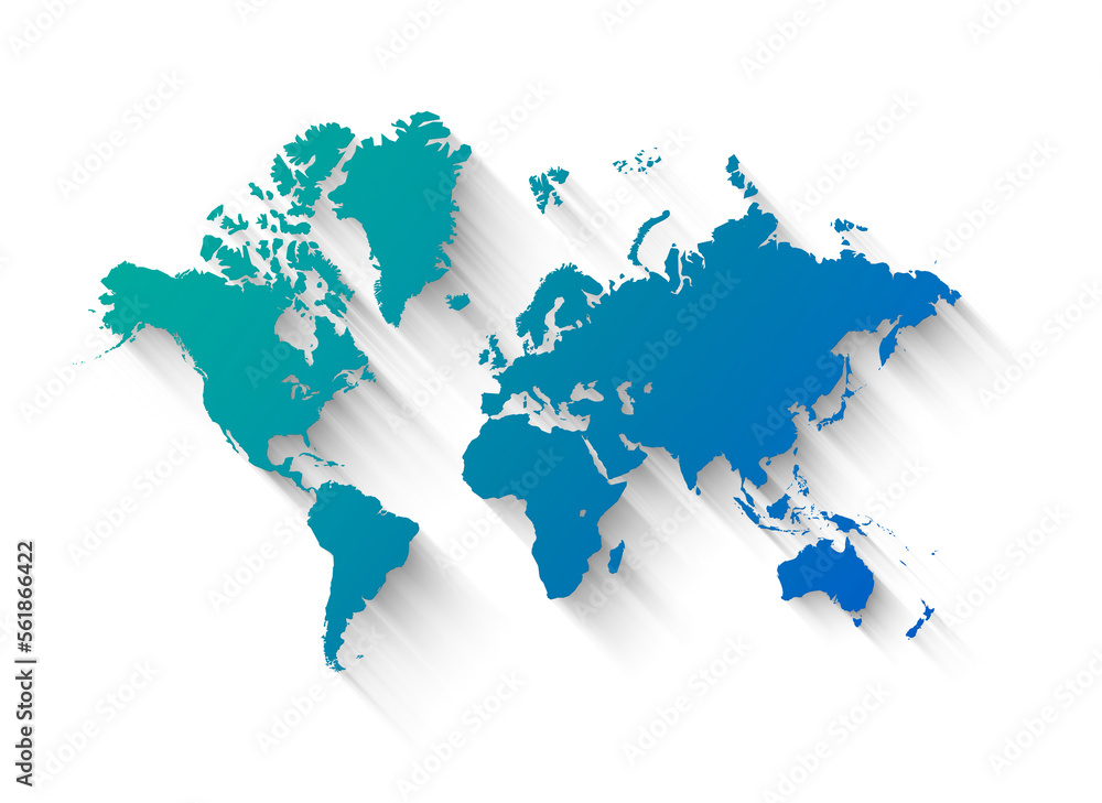 Fototapeta premium Blue world map illustration on a transparent background