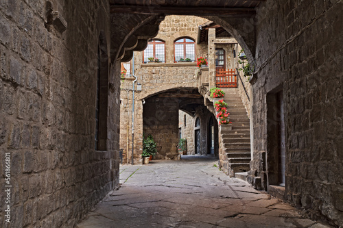Viterbo, Lazio, Italy: the medieval district San Pellegrino in the old town of the ancient city, along the Via Francigena route photo