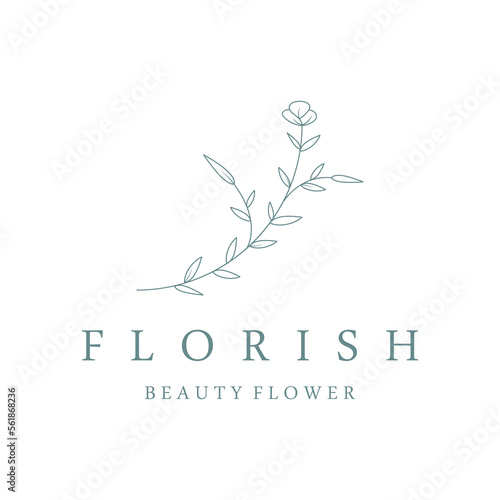 Hand drawn organic botanical organic feminine delicate Logo design for florist  wedding  badge  photographer and beauty.
