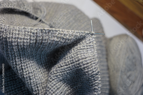 Top view of knitting production.