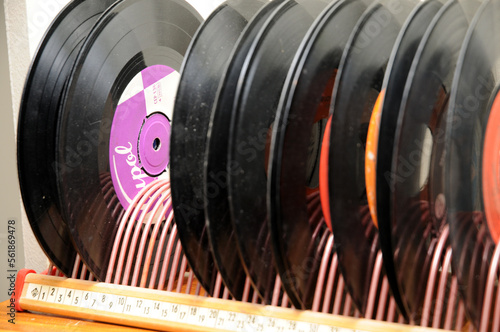 45rpm discs in a rack