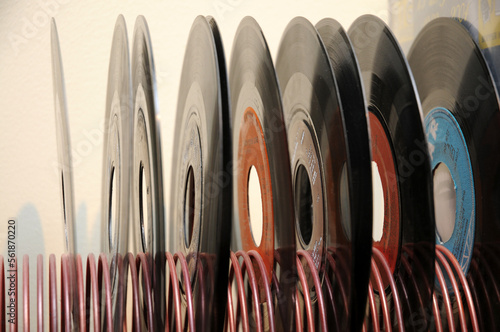 45rpm discs in a rack