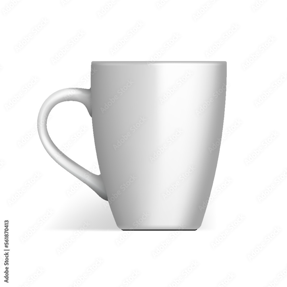 Mockup Blank White Cup. Porcelain, Ceramics Isolated On White Background. Mock Up Template For Branding. Photorealistic Illustration. Ready For Your Design. Vector. Mockup Blank White Cup. Porcelain, Ceramics Isolated On White Background. Mock Up Template For Branding. Photorealistic Illustration. Ready For Your Design. Vector.