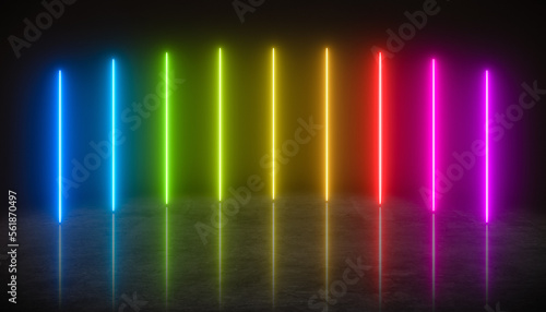 Illustation of bright colorful neon lines
