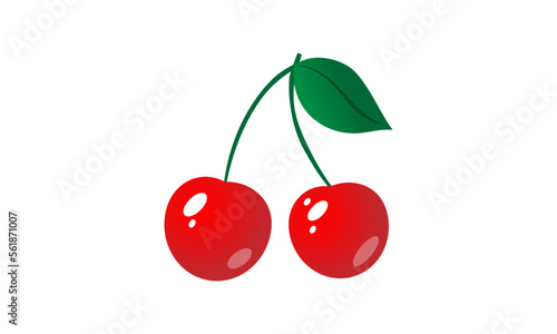 Red cherry Isolated. Cartoon fruit style icon Vector illustration