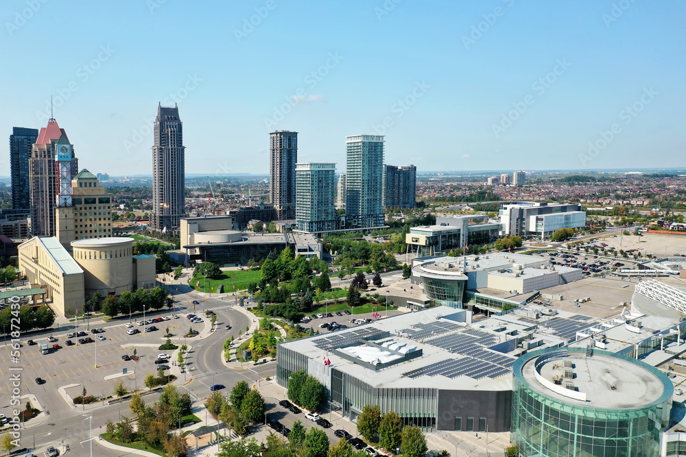 Aerial of the downtown of Mississauga, Ontario, Canada