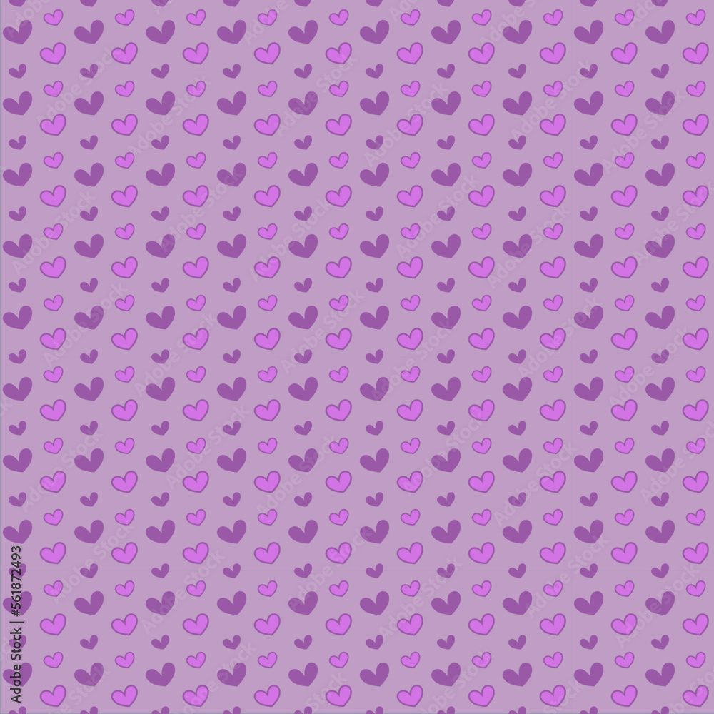 Seamless pattern with hearts on a purple background. Vector illustration.