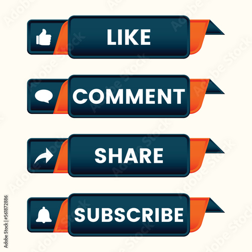 like comment share and subscribe buttons and text box set
