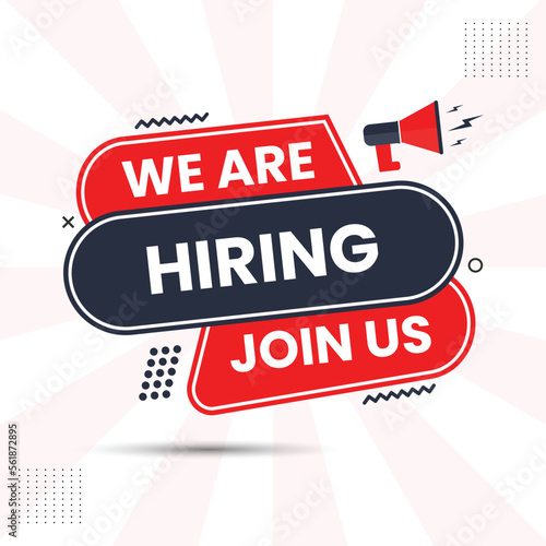 we are hiring join us banner design with Loudspeaker or megaphone
