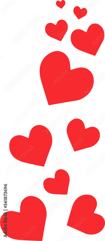 Transparent Flying red hearts for Valentine’s Day