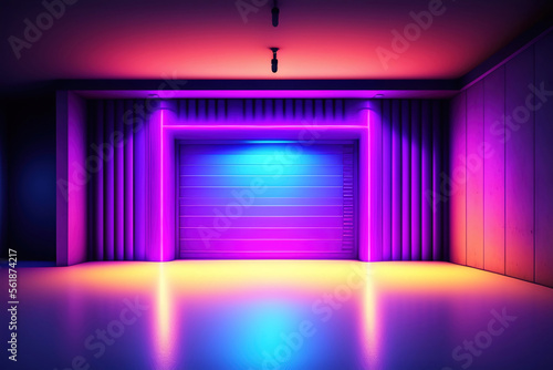 Generative AI  abstract futuristic neon background glowing