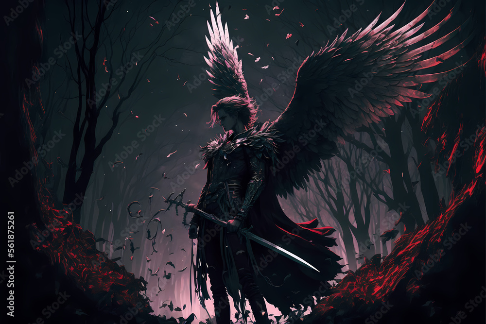 The Fallen Angel of the Rose Garden AI Generated Art by Midjourney