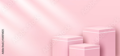 Theme product display podium. product stand on pink background. Vector. © lim_pix
