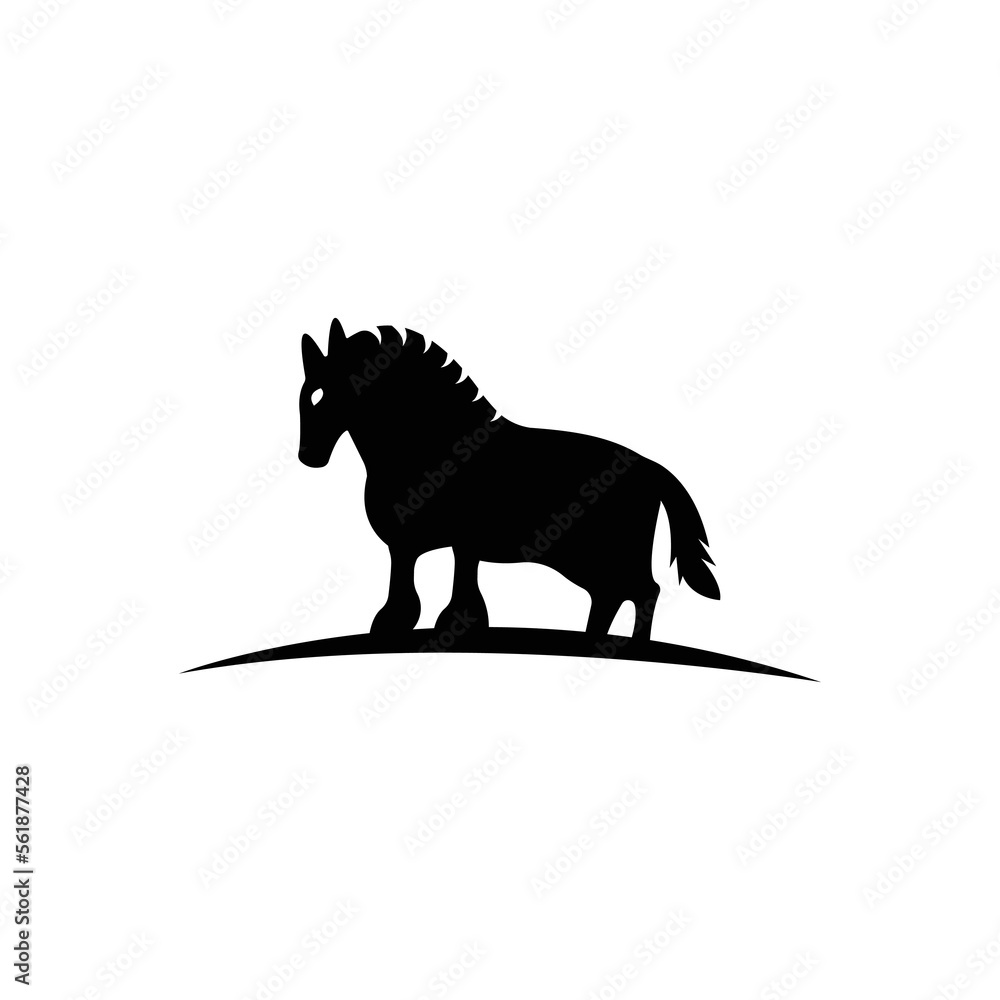 Fototapeta premium Black horse animal vector logo design . icon logo . silhouette logo 