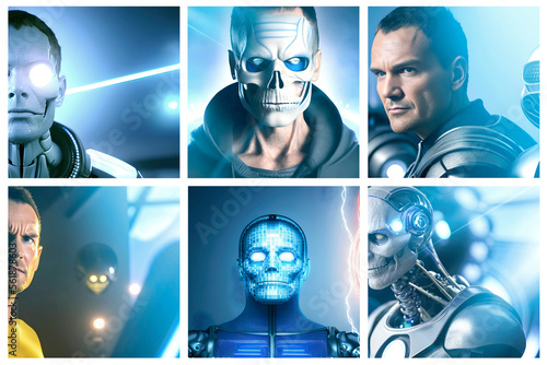Skeleton cyborg in futuristic design photo