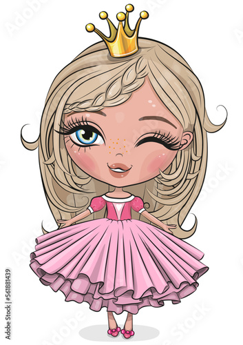Cartoon Little Princess in a pink dress