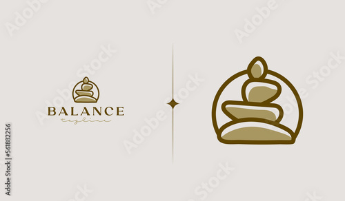Rock Balancing Logo Template. Universal creative premium symbol. Vector illustration. Creative Minimal design template. Symbol for Corporate Business Identity