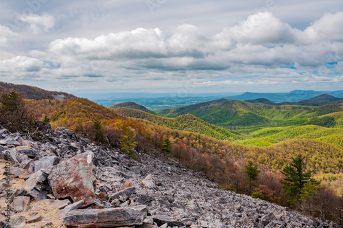 Fotografia Hiking the Appalachian Trail on a Spring Day, Virginia USA,