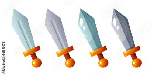 Set of swords.  Icons for video games. Vector clipart.