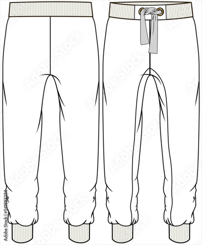 ADJUSTABLE DRAWSTRING PAJAMA WITH BACK POCKET DETAIL SLEEP WEAR BOTTOM FOR TEEN GIRLS AND WOMEN IN EDITABLE FILE