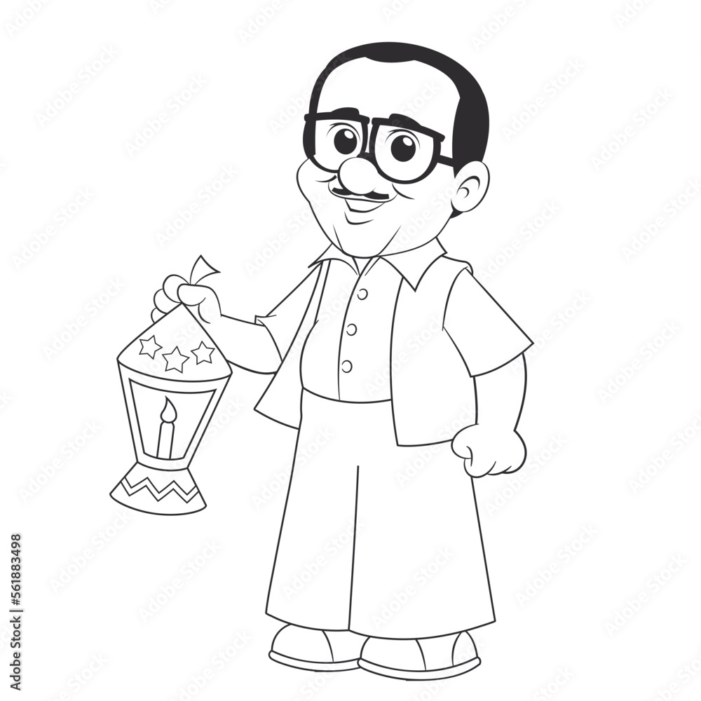 Egyptian actor ( Fouad El Mohandes ) holds Ramadan lantern , coloring 