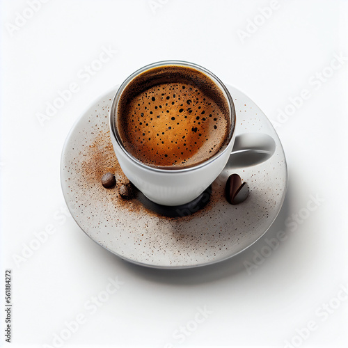Cup of hot black coffee. Illustration Generative AI