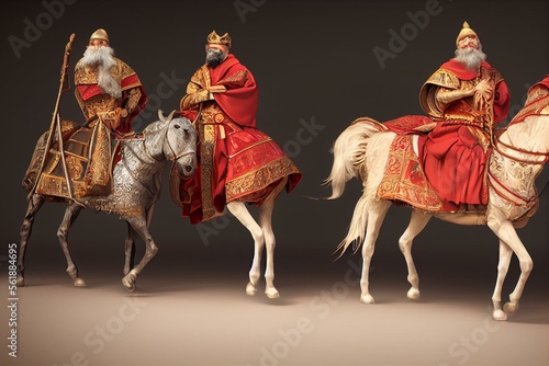 Fotografiet The Three Magi King of Orient, The Three Wise Men Illustration, Melchior, Caspar