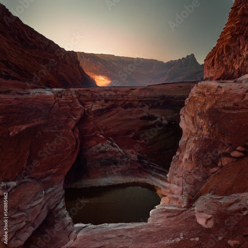 Lake in deserted canyon