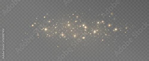Light effect. Background of sparkling particles. Glittering elements on a transparent background.
