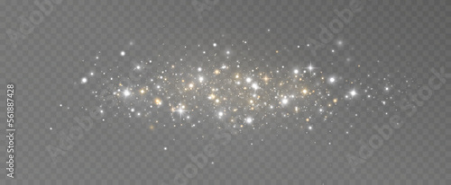 Light effect. Background of sparkling particles. Glittering elements on a transparent background.