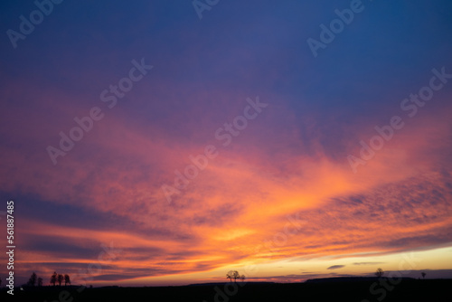 Scenic orange sunset sky background