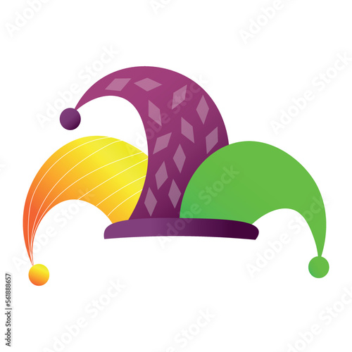 Colorful jester's hat on white background