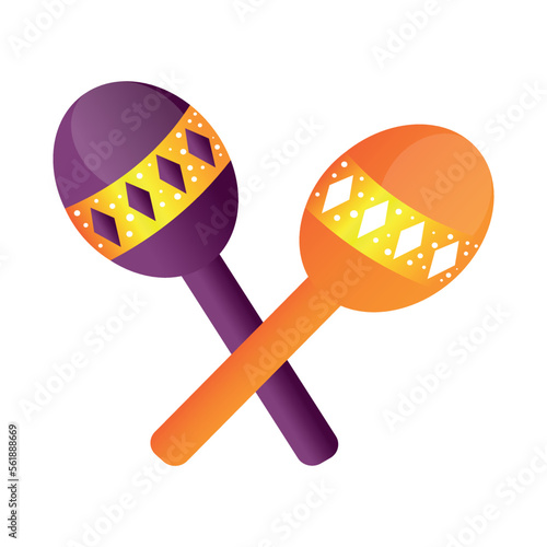 Bright maracas on white background