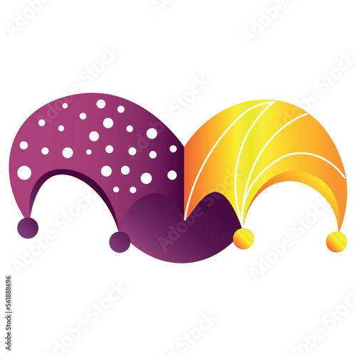 Bright jester's hat on white background
