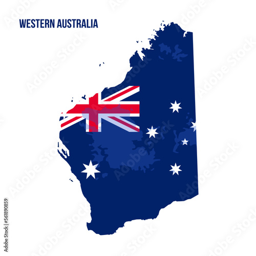 Western Australia map with flag color. Map country of Western Australia. flag of Australia vector illustration
