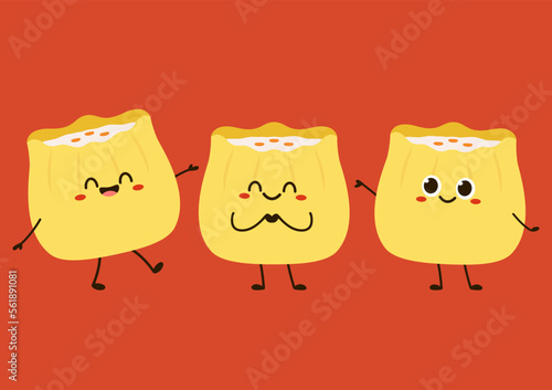 Siu Mai (Shumai) – Chinese steamed dumplings. Siu Mai is Chinese food. cartoon vector.